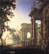 MAUPERCHe, Henri Landscape with Jephthah and his Daughter w oil painting
